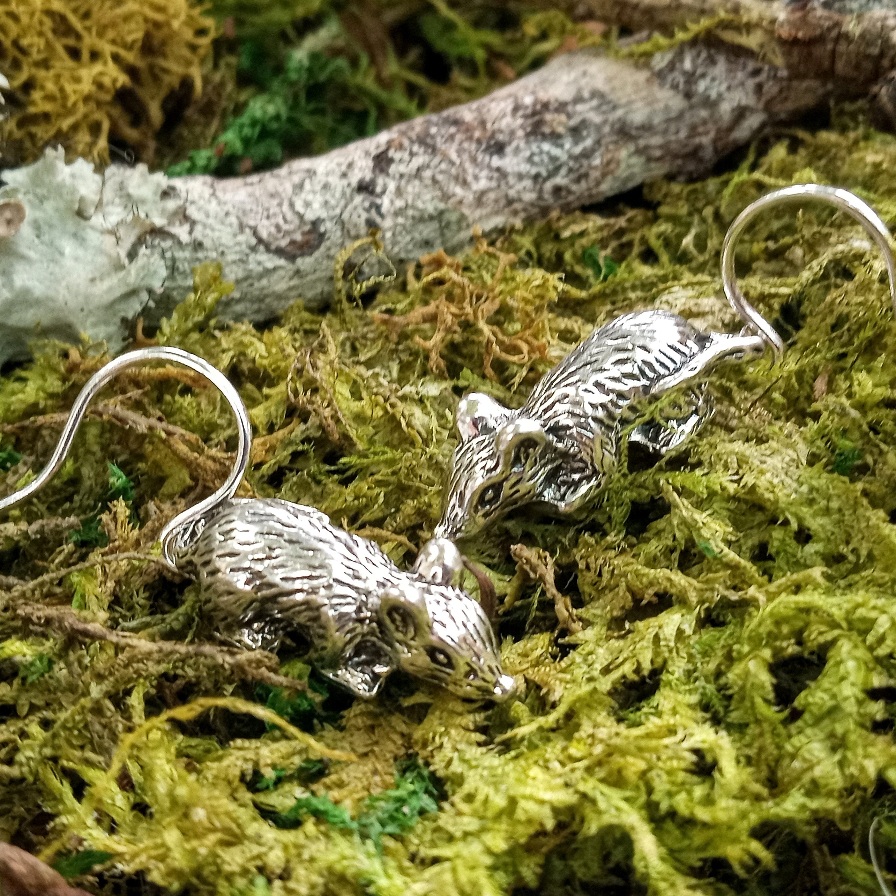 Silver Mouse Dangle Earrings: Pewter Rodent Jewelry - Etsy