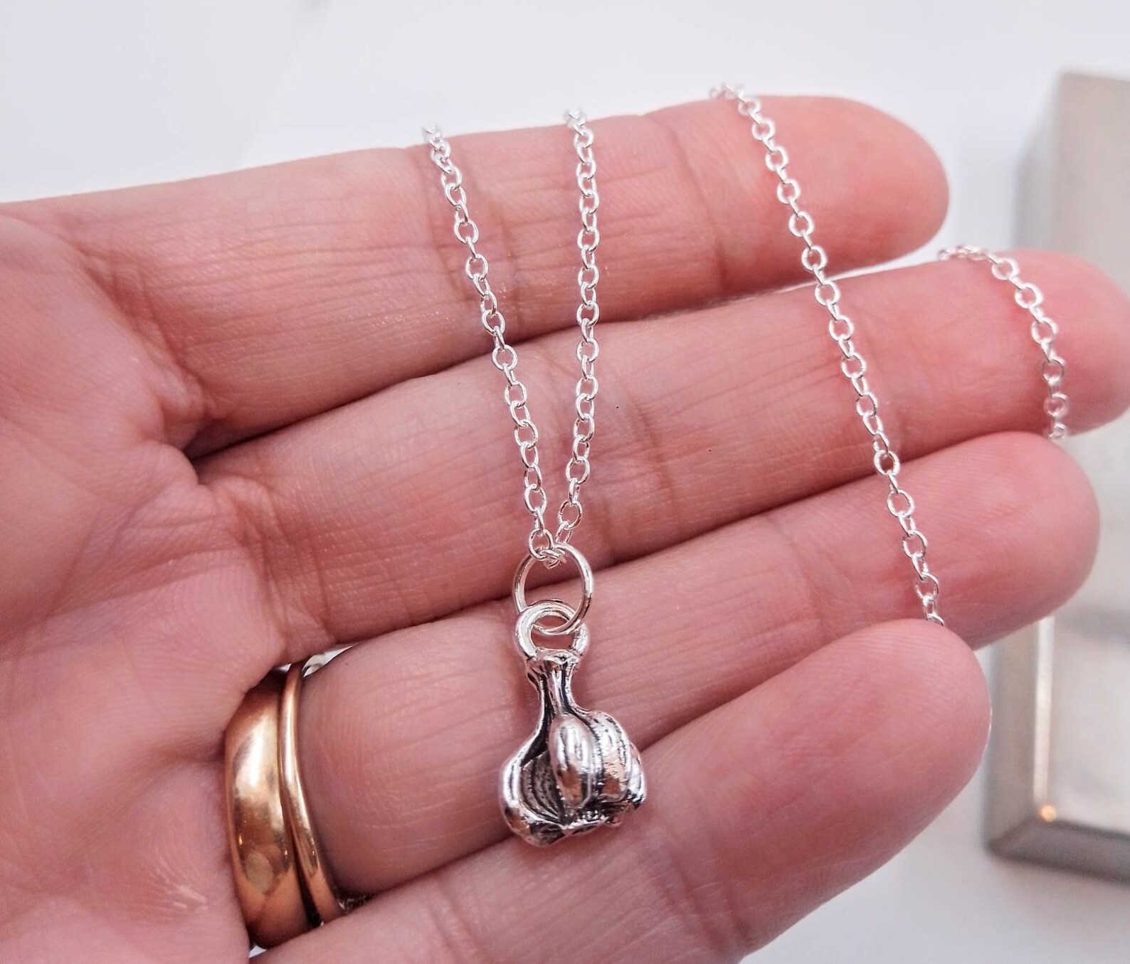 Garlic Necklace Garlic Bulb Necklace Pewter Garlic Necklace Etsy
