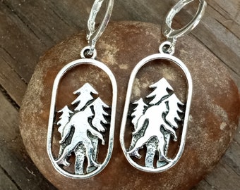 Bigfoot Earrings, Sasquatch Dangles, Bigfoot Danger, Sasquatch Earrings, Sasquatch Jewelry, Cryptid Jewelry, Bigfoot Jewelry, Yeti Jewelry