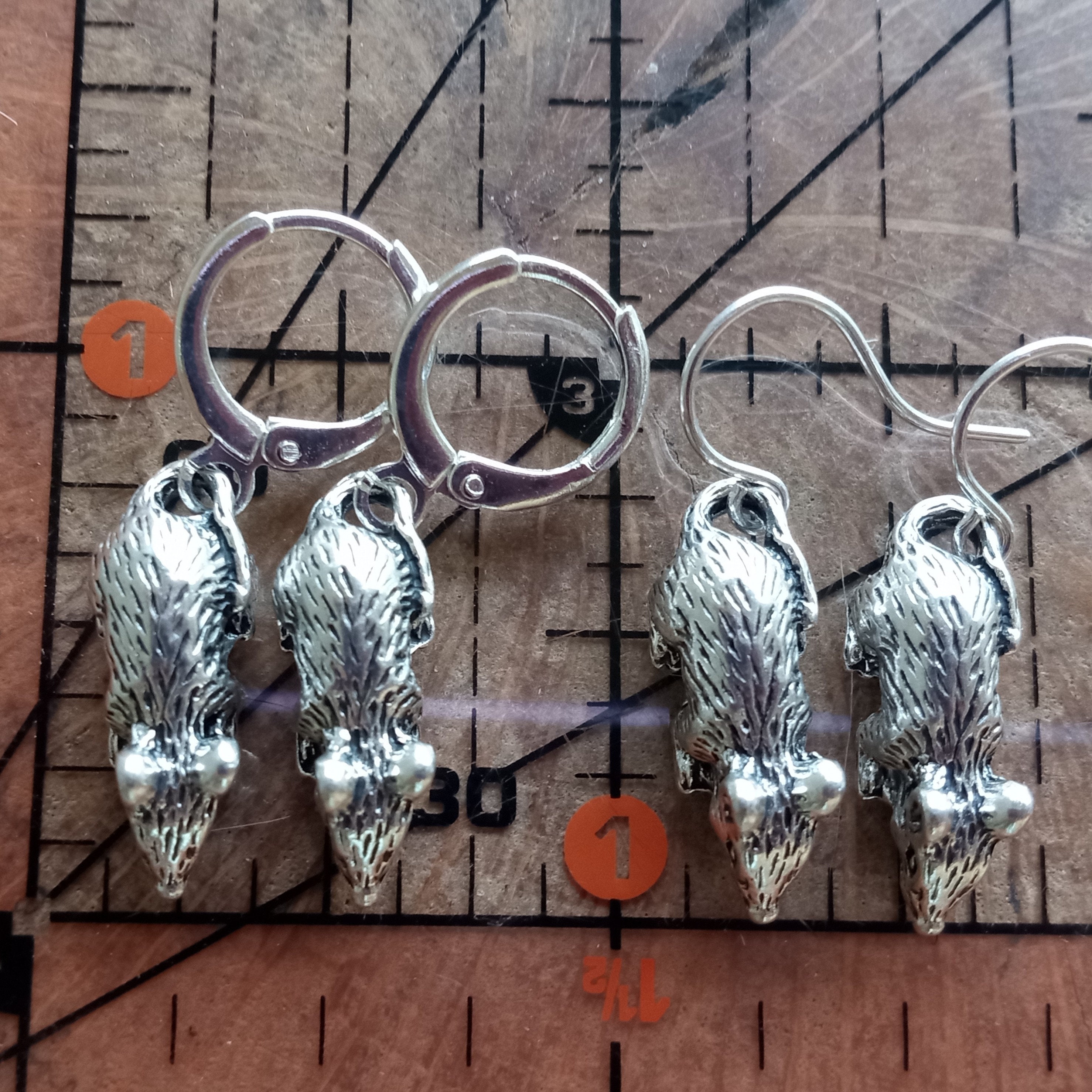 Silver Mouse Dangle Earrings: Pewter Rodent Jewelry - Etsy
