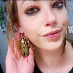 Large Cicada Earrings, Bronze Cicadas Earrings, Cicada Dangles, Cicadas Earrings, Bronze Cicada Dangles image 2