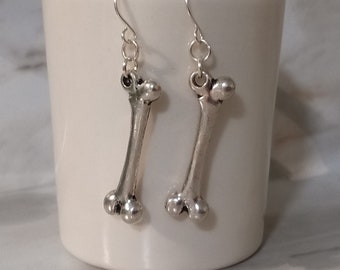 Silver Bone Earrings, Humerus Dangles, Anatomy Earrings, Silver Bone Dangles, Human Bone Jewelry, Femur Earrings, Anatomy Student Gift