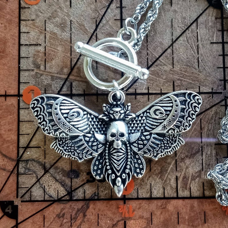 Moth Necklace Death's Head Moth Necklace Silence of the Lambs Moth Jewelry Large Moth Necklace image 9