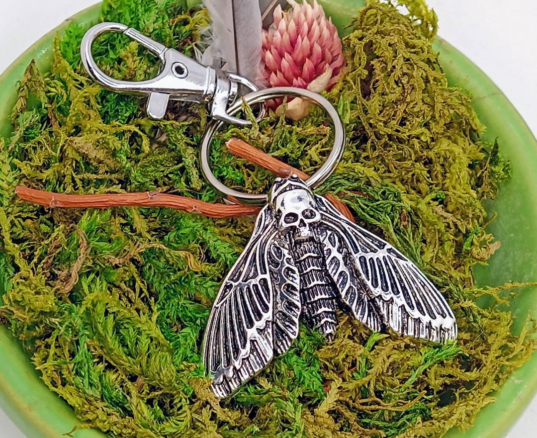 Moth Key Racks Death Head Moth Bag Charm, Large Moth Key Chain - Etsy