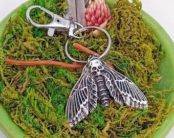 Death Head Moth Bag Charm, Large Moth Key Chain