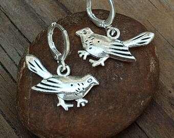 Silver Bird Dangles, Silver Bird Earrings, Robin Jewelry, Robin Dangles, Mockingbird Earrings, Bird Lover Jewelry, Bird Lover Gift