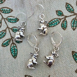 Rabbit Earrings, Rabbit Dangles, Bunny Earrings, Year of the Rabbit Jewelry, Easter Bunny Earrings, Silver Rabbit Jewelry, Bunny Dangles image 4