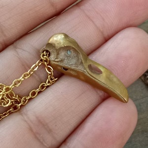 Raven Skull Necklace, Crow Skull Jewelry, Bird Skull Pendant, Gold Raven Skull Pendant, Bird Skull Jewelry, Goth Bird Skull Jewelry