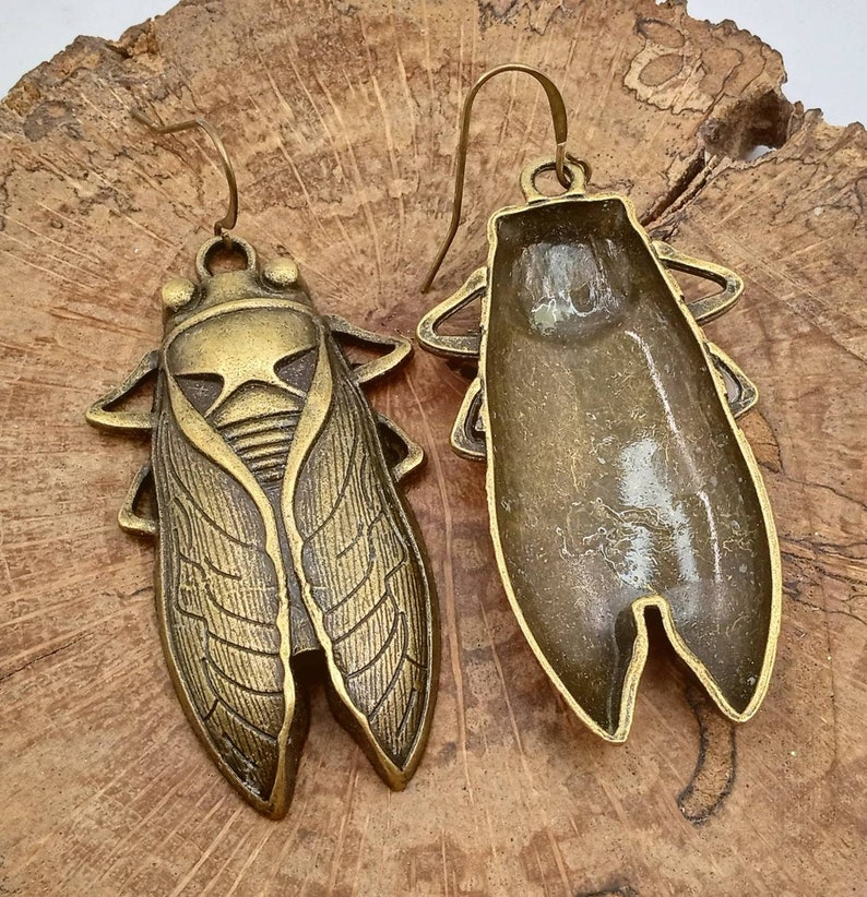Large Cicada Earrings, Bronze Cicadas Earrings, Cicada Dangles, Cicadas Earrings, Bronze Cicada Dangles image 6