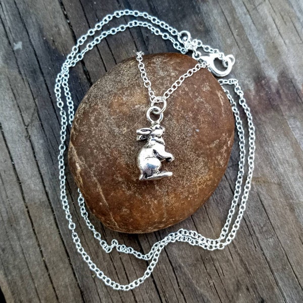 Silver Rabbit Necklace, Rabbit Pendant, Year of the Rabbit Jewelry, Watership Down Jewelry, Silver Rabbit Jewelry, Easter Bunny Pendant