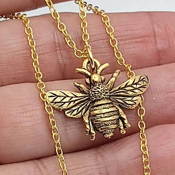 Gold Bee Necklace Honey Bee Necklace Bumblebee Necklace Bee