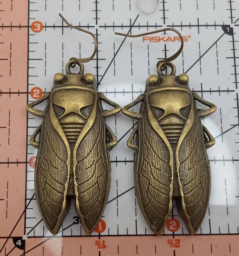 Large Cicada Earrings, Bronze Cicadas Earrings, Cicada Dangles, Cicadas Earrings, Bronze Cicada Dangles image 9