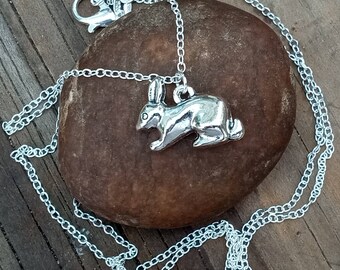 Rabbit Pendant, Silver Bunny Necklace, Year of the Rabbit Jewelry, Watership Down Jewelry, Silver Rabbit Jewelry, Easter Bunny Jewelry