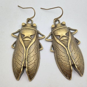 Large Cicada Earrings, Bronze Cicadas Earrings, Cicada Dangles, Cicadas Earrings, Bronze Cicada Dangles image 4