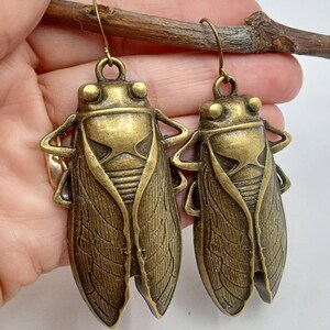 Large Cicada Earrings, Bronze Cicadas Earrings, Cicada Dangles, Cicadas Earrings, Bronze Cicada Dangles image 7