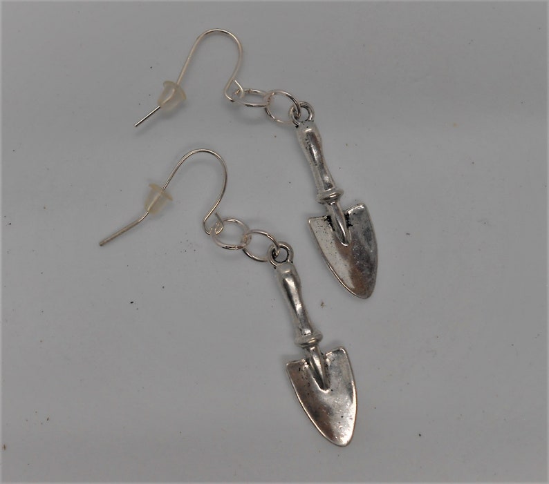 Trowel Earrings, Garden Trowel Earrings, Archaeology Trowel Earrings, Tiny Trowel Dangle Earrings, Hand Trowel Earrings, Gardening Jewelry image 3