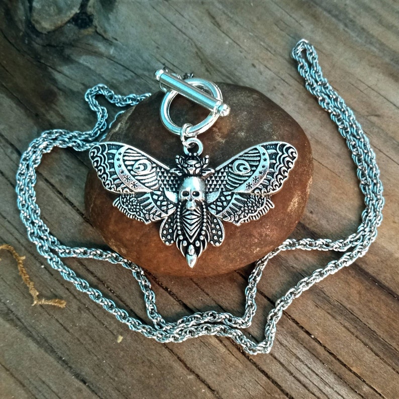 Moth Necklace Death's Head Moth Necklace Silence of the Lambs Moth Jewelry Large Moth Necklace image 3