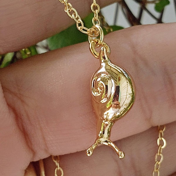 Gold Snail Necklace, Snail Pendant, Gold Snail Jewelry, Snail Necklace, Dainty Snail Necklace, Snail Lover Gift, Tiny Snails