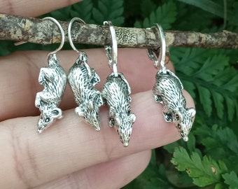 Silver Mouse Dangle Earrings: Pewter Rodent Jewelry - Etsy