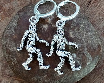 Bigfoot Dangle Earrings: Sasquatch Jewelry, Cryptid Gift