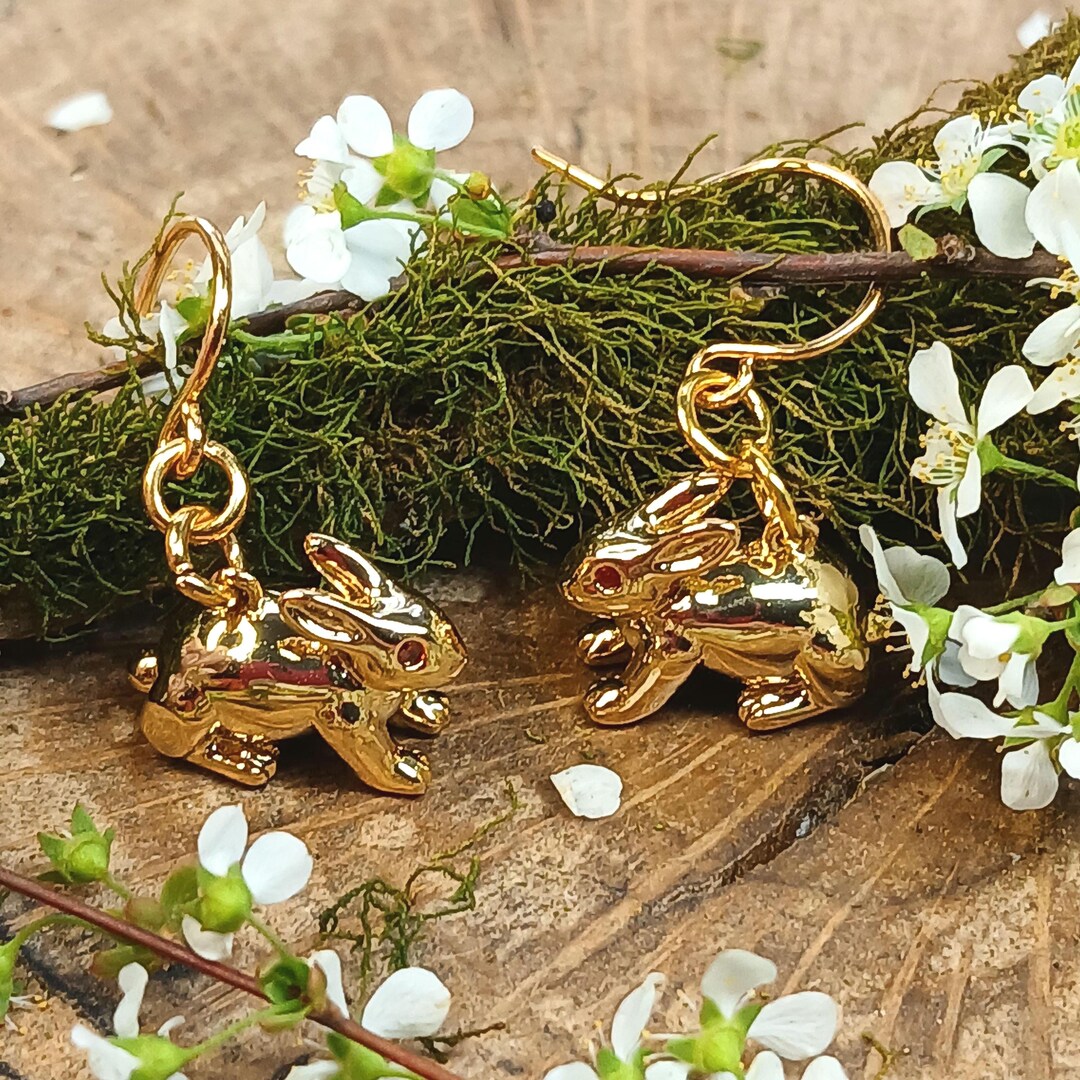 Rabbit Earring Gold Rabbit Dangle Earrings: Bunny Lover Jewelry - Etsy