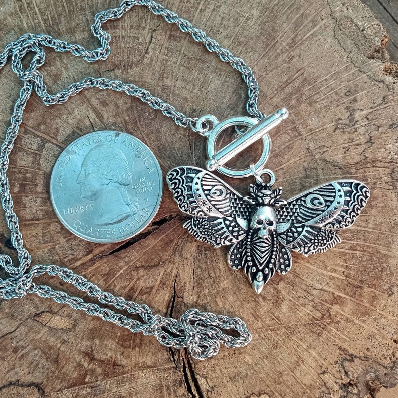 Moth Necklace Death's Head Moth Necklace Silence of the Lambs Moth Jewelry Large Moth Necklace image 8