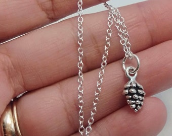 Silver Pinecone Necklace: Woodsy Pendant on 20" Chain