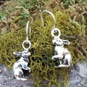 Rabbit Earrings, Rabbit Dangles, Bunny Earrings, Year of the Rabbit Jewelry, Easter Bunny Earrings, Silver Rabbit Jewelry, Bunny Dangles Bild 5