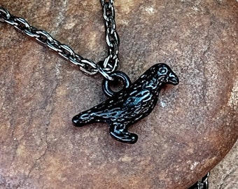 Crow Pendant, Black Crow Necklace, Raven Necklace, Black Bird Jewelry, Black Bird Pendant, Crow Lover Gift, Wiccan Raven Gift, Raven Gift