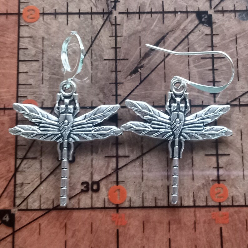 Silver Dragonfly Earrings, Dragonfly Dangles, Minimalist Dragonfly Jewelry, Dragonfly Gift Earrings image 10