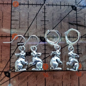 Rabbit Earrings, Rabbit Dangles, Bunny Earrings, Year of the Rabbit Jewelry, Easter Bunny Earrings, Silver Rabbit Jewelry, Bunny Dangles image 9