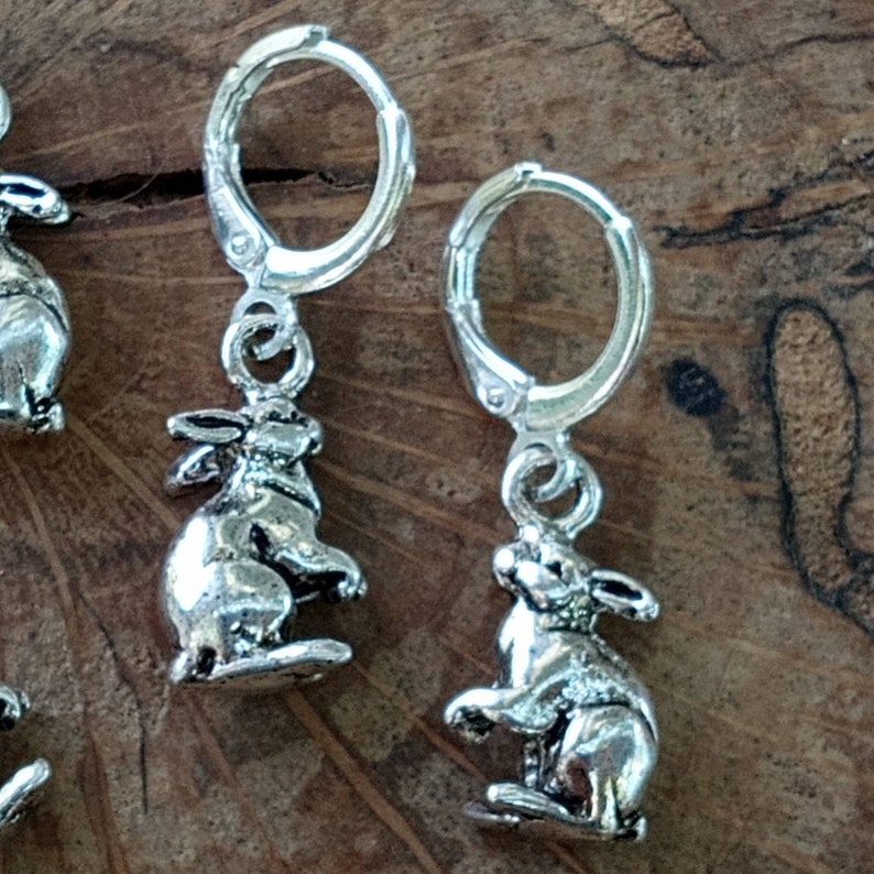 Rabbit Earrings, Rabbit Dangles, Bunny Earrings, Year of the Rabbit Jewelry, Easter Bunny Earrings, Silver Rabbit Jewelry, Bunny Dangles image 10