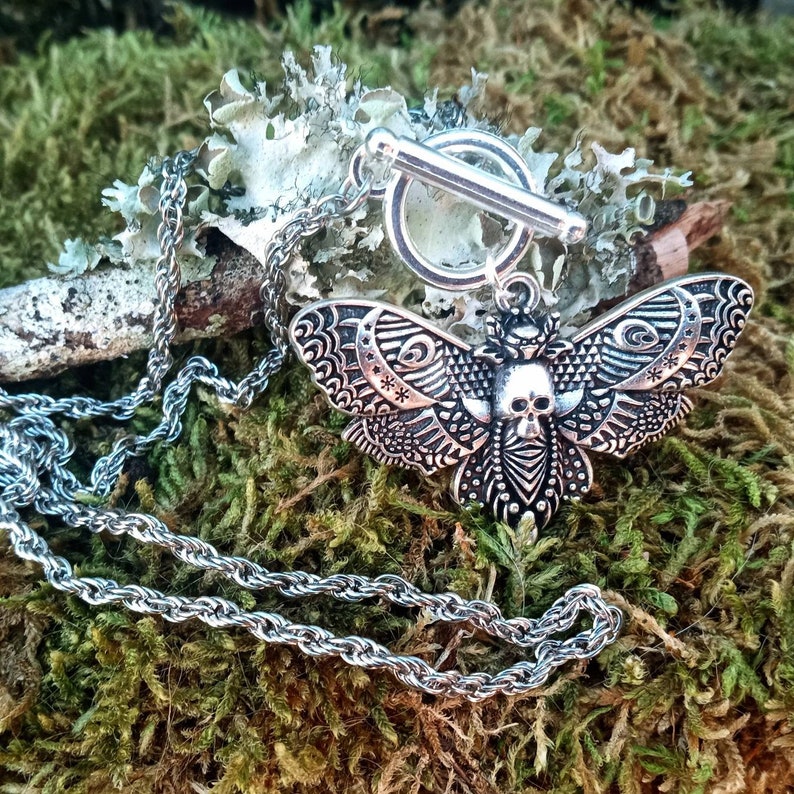 Moth Necklace Death's Head Moth Necklace Silence of the Lambs Moth Jewelry Large Moth Necklace image 2