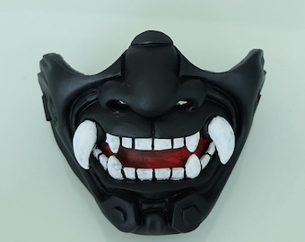 Half cover  Knight Samurai Mask, Airsoft mask, Halloween Costume Cosplay Steampunk Wall Mask, Hannya Kabuki Evil Demon Onimaru Mask MA233