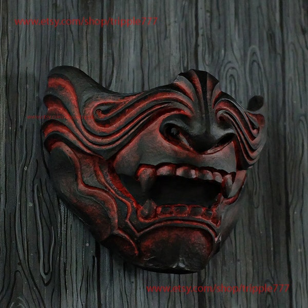 Half Face Samurai Mask Oni Mempo Armor Japanese Noh for Airsoft Goggle Paintball BB Gun Motorcycle Rider DA516