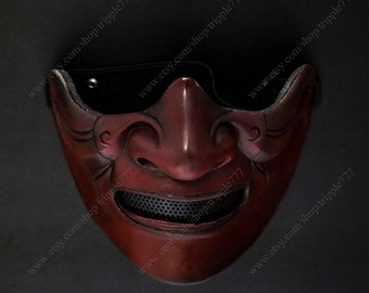 Half cover Knight Samurai Mask, Airsoft mask, Halloween Costume Cosplay mask, Evil Oni Hannya Kabuki mask, Steampunk wall mask MA212