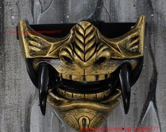 Half Face Assassin Ronin Samurai Maske, Cool Baddass Demon Oni Mempo Japanische Noh für Airsoft Paintball Motorrad DA504
