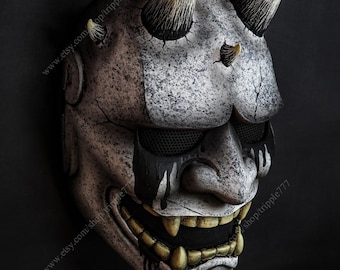 Japanese Hannya Airsoft Mask Samurai Oni Kabuki Noh Evil Demon Devil Home Decor Decorative Halloween Costume Cosplay White KK22