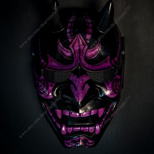 Japanese Hannya Airsoft Mask Samurai Oni Kabuki Noh Evil Demon Devil Home Decor Halloween Costume Cosplay Prop Black Purple KK18