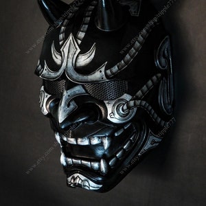 Japanese Hannya Airsoft Mask Samurai Oni Kabuki Noh Evil Demon Devil Home Decor Decorative Halloween Costume Cosplay Black Silver KK15