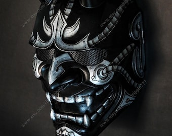 Japanese Hannya Airsoft Mask Samurai Oni Kabuki Noh Evil Demon Devil Home Decor Decorative Halloween Costume Cosplay Black Silver KK15
