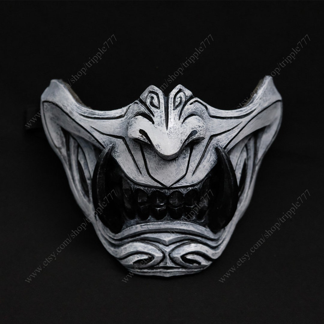 Half Face Samurai Mask Ronin Oni Mempo Japanese Demon Noh for Airsoft
