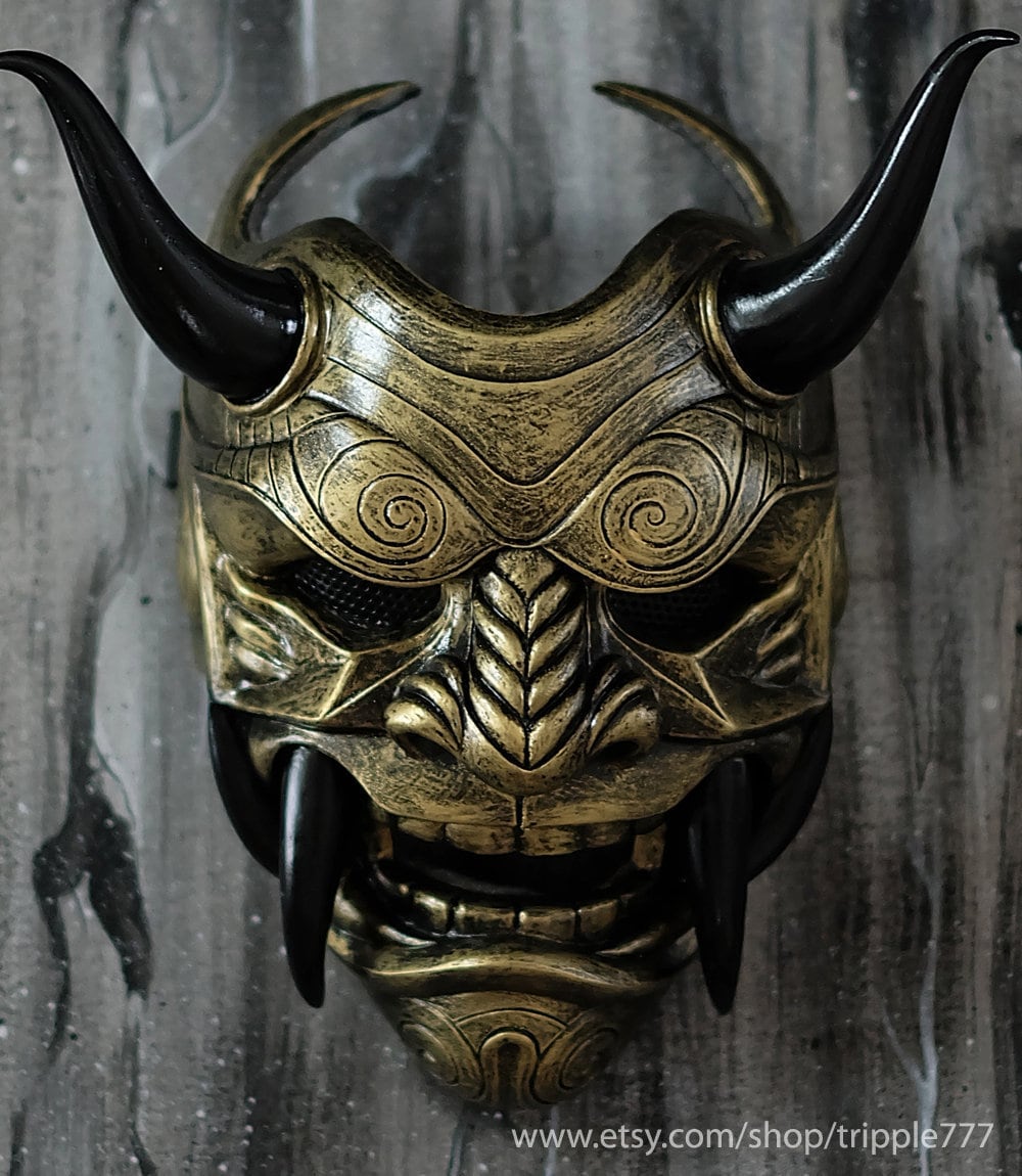 SAMURAI ASSASSIN DEMON ONI AIRSOFT MASK COSTUME COSPLAY EVIL HANNYA