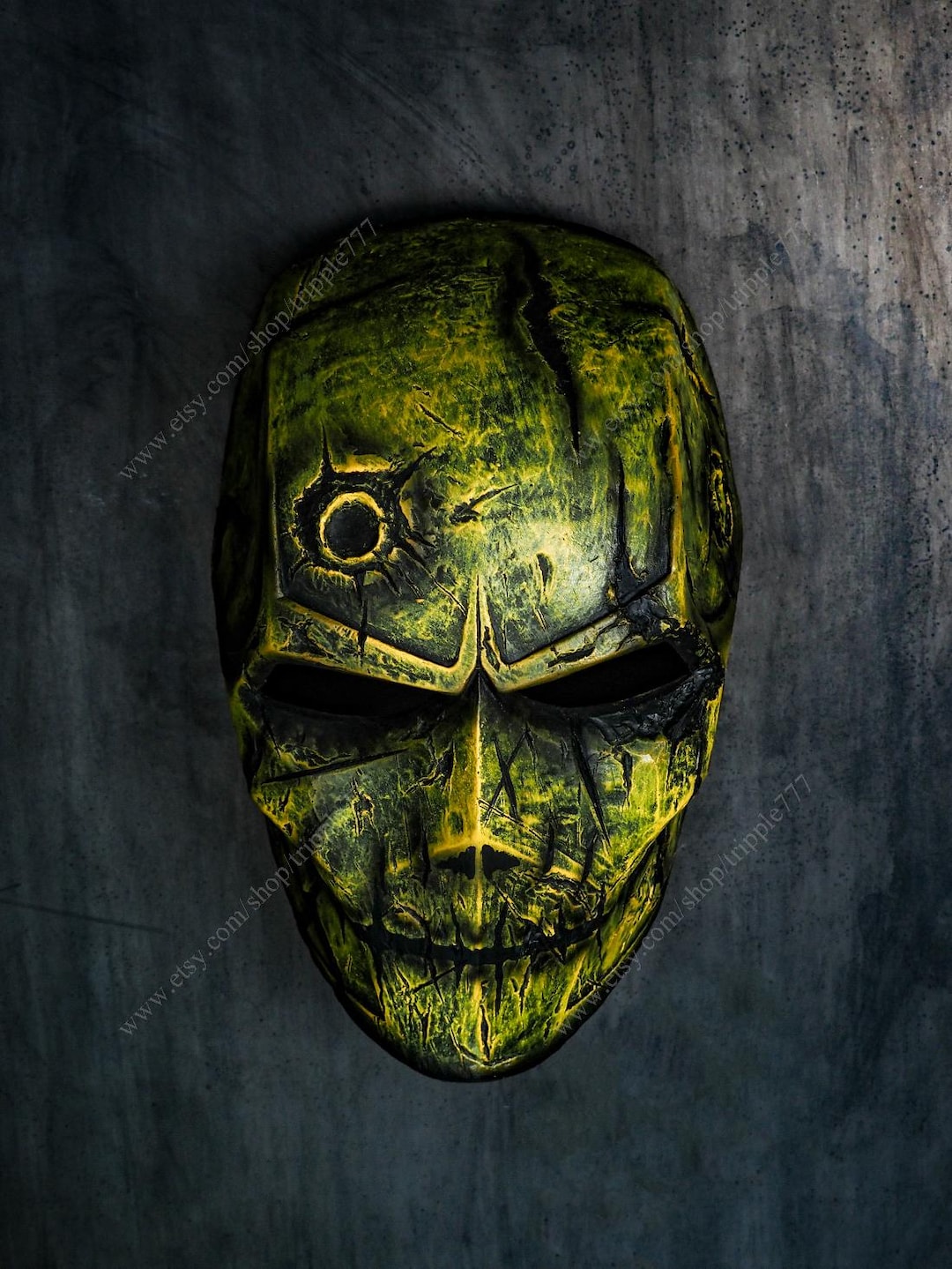 Toxic Yellow Airsoft Mask - Biohazard Skull Design - Hand-painted Post ...