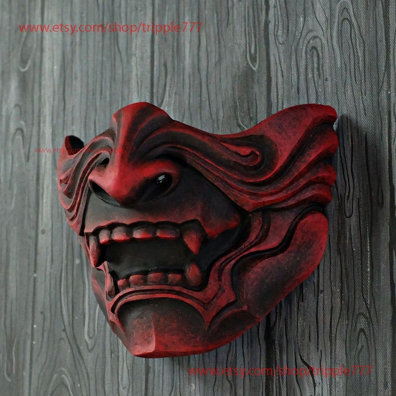 Half Face Samurai Mask Oni Mempo Armor Japanese Noh for Etsy