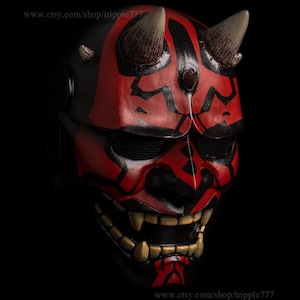 Japanese Hannya Mask Airsoft BB Gun Samurai Oni Kabuki Noh Evil Demon Devil DJ Party Halloween Costume Cosplay Kikadeen Darth Maul