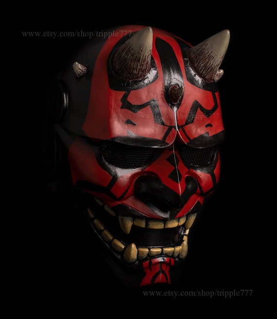 Japanese Hannya Mask Airsoft BB Gun Samurai Oni Kabuki Noh Evil Demon Devil DJ Party Halloween Costume Cosplay Kikadeen Darth Maul KK14