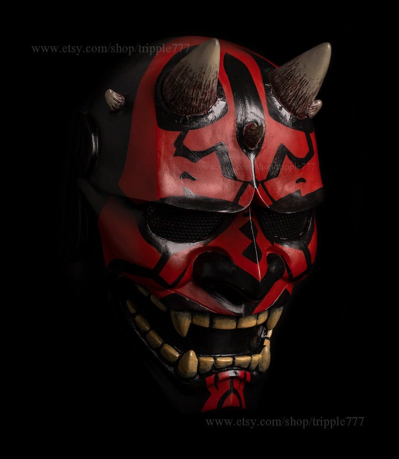 Japanese Hannya Mask Airsoft BB Gun Samurai Oni Kabuki Noh Evil Demon Devil DJ Party Halloween Costume Cosplay Kikadeen Darth Maul