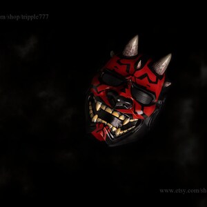 Japanese Hannya Mask Airsoft BB Gun Samurai Oni Kabuki Noh Evil Demon Devil DJ Party Halloween Costume Cosplay Kikadeen Darth Maul