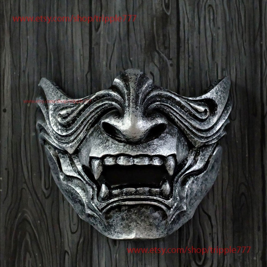 Half Face Samurai Mask Oni Mempo Armor Japanese Noh for